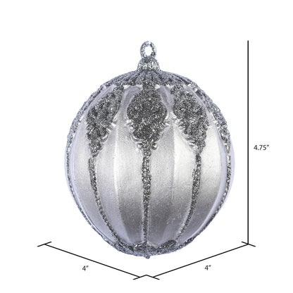 Vickerman 4.5" Gunmetal Antique Embossed Line Ball Ornament 3 per Bag