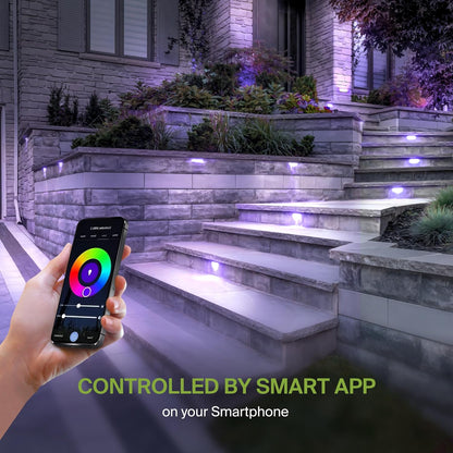 ASD Lighting LED Hardscape Light Swivel 4inch 2W 12V 2700-6500K RGBW Smart APP Control with Hub Bronze ETL 8 pack