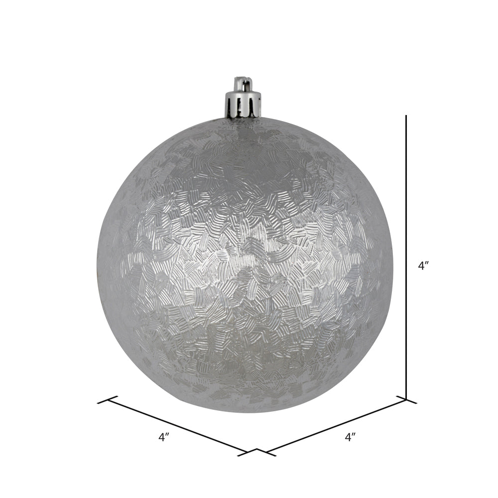 Vickerman 4" Silver Brushed Ball Ornament 6 per Bag