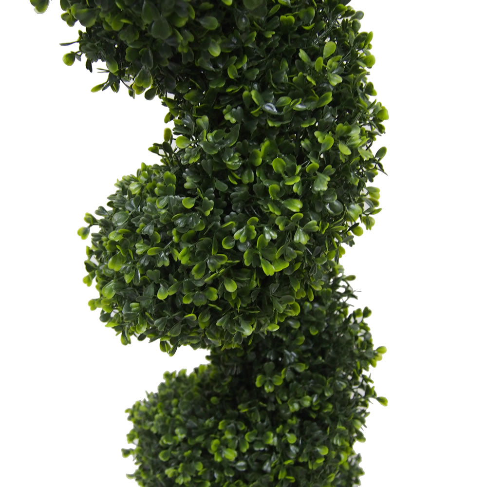 Vickerman 4' Artificial Potted Green Boxwood Spiral Tree.