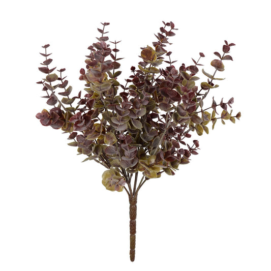 Vickerman 14" Artificial Green and Red Mini Jade Leaf Bush Pick. UV Coated Set of 3