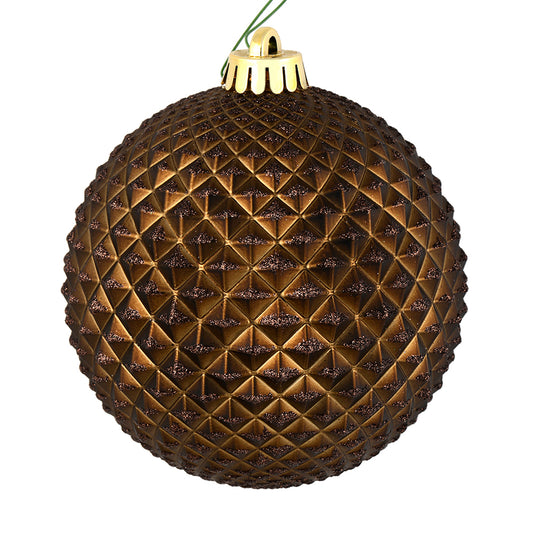 Vickerman 6" Chocolate Durian Glitter Ball Ornament 4 per Bag