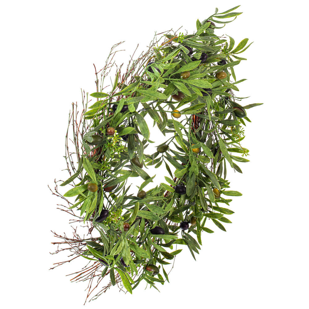 Vickerman 24" Artificial Green Olive Leaf Wreath.
