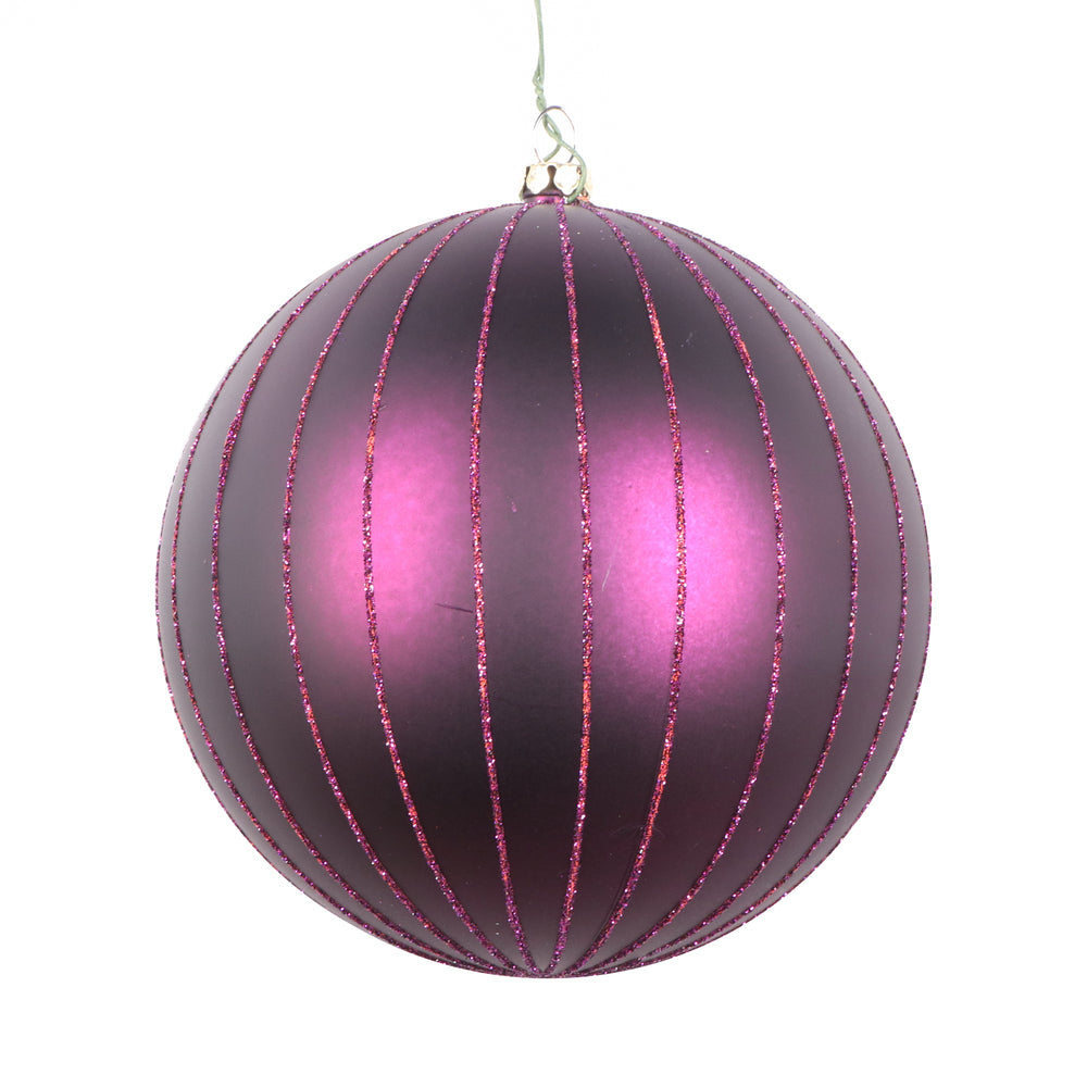 Vickerman 5" Plum Matte Glitter Ball Christmas Ornament 4 pieces per bag