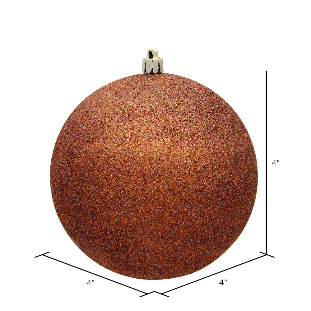 Vickerman 4" Copper Glitter Ball Ornament 6 per Bag