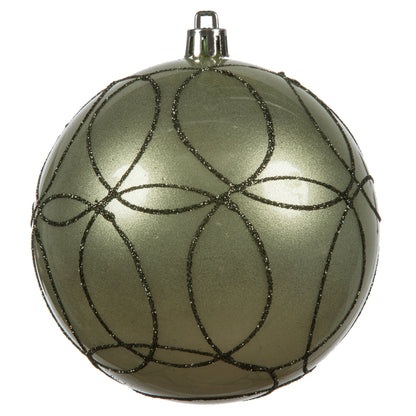 Vickerman 4" Wrought Iron Candy Finish Ornament with Circle Glitter Pattern 4 per Bag