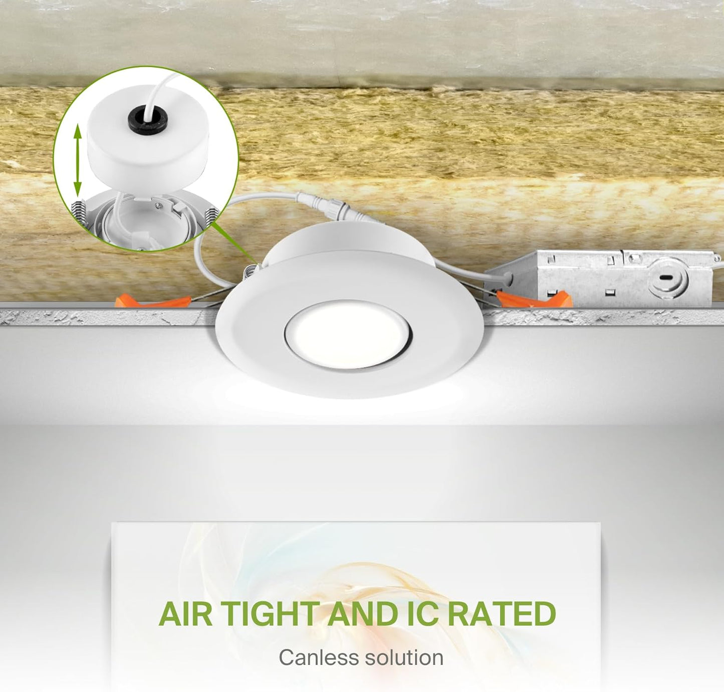 ASD Lighting LED Round Recessed Mini Panel Gimbal Airtight 3" 6W 120V Dimmable CCT Selectable 2700/3000/3500/4000/5000K White UL 6pack