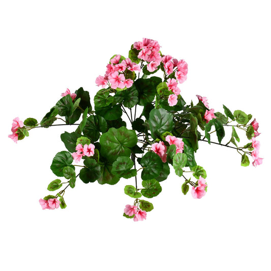 Vickerman 16" Artificial Pink Hanging Geranium Bush.