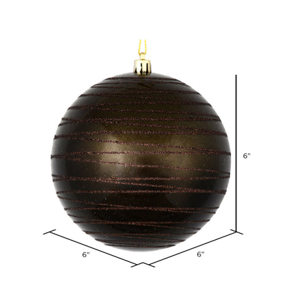 Vickerman 6" Gunmetal Candy Finish Ball Ornament with Glitter Lines 3 per Bag