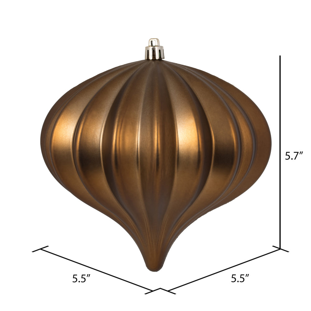 Vickerman 5.7" Mocha Matte Onion Christmas Ornament UV treated Set of 3