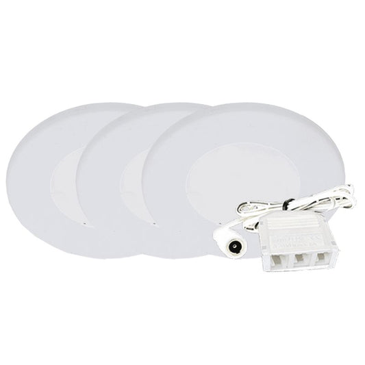 Westgate 12V 3-Pack Kit Slim Puck Light, ETL, 5000K, White, Undercabinet Lighting, 2W, 120 Lumens, 5000K, White Finish, TRIAC Dimming