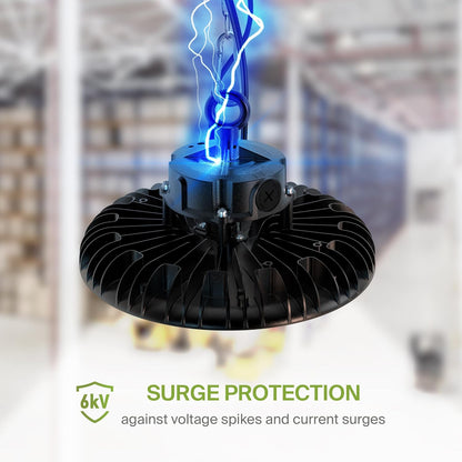 ASD Lighting LED UFO High Bay with Q-base Power Adjustable 200/240/300W 120-277V CCT Selectable 3000/4000/5000K Dimmable Black UL DLC Premium