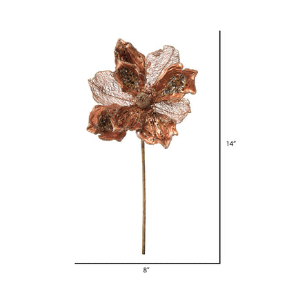 Vickerman 14" Mocha Pearl Glitter Magnolia Artificial Christmas Stem 3 per Bag
