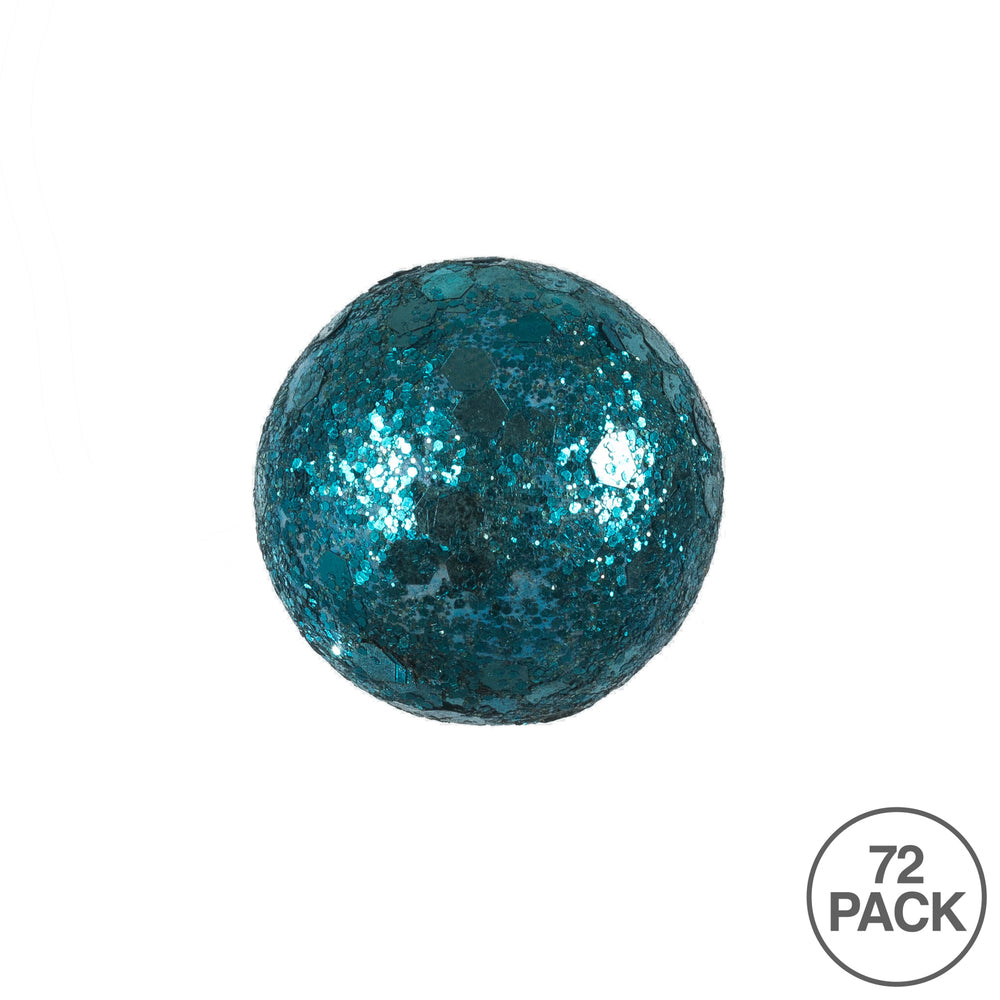 Vickerman 20MM/25MM/30MM Turquoise Glitter Polystyrene Ball Christmas Ornament 72 per Bag
