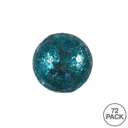 Vickerman 20MM/25MM/30MM Turquoise Glitter Polystyrene Ball Christmas Ornament 72 per Bag