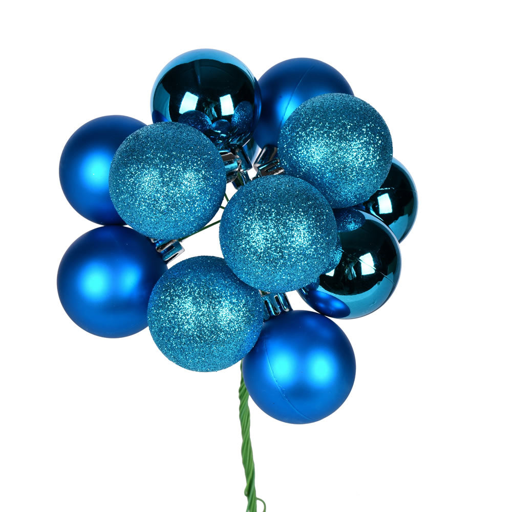 Vickerman 12" Turquoise Ball Christmas Pick 4 per set
