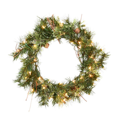 Vickerman 20" Mixed Country Pine Artificial Christmas Wreath Clear Dura-lit Incandescent Lights