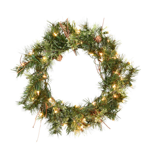Vickerman 20" Mixed Country Pine Artificial Christmas Wreath Clear Dura-lit Incandescent Lights