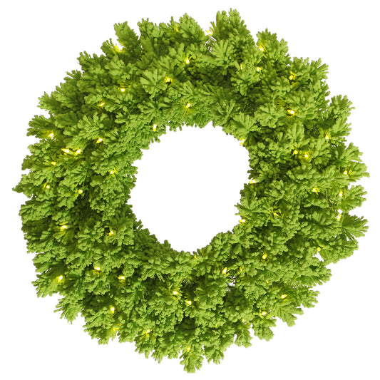 Vickerman 30" Flocked Lime Fir Artificial Christmas Wreath Lime Dura-Lit LED lights.