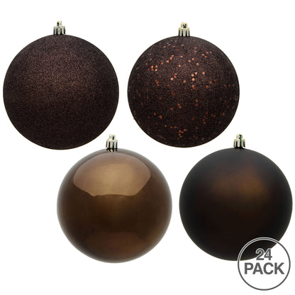 Vickerman 2.4" Chocolate 4-Finish Ball Ornament Assortment 24 per Box