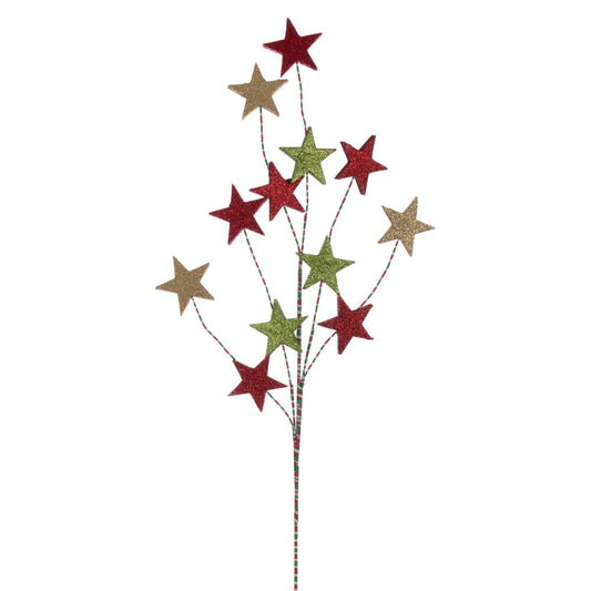 Vickerman 34" Red Green and Gold Stars Glitter Spray 6 per bag.