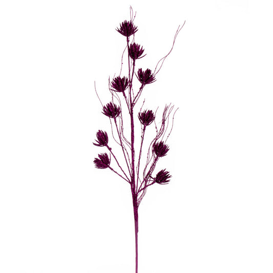 Vickerman 30" Fuchsia Mini Flower Glitter Spray 6 per bag.