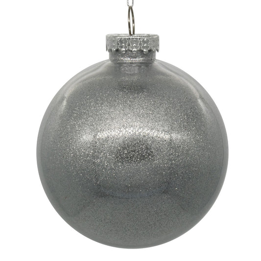 Vickerman 4.75" Clear Ball Christmas Ornament with Silver Glitter Interior 4 Pieces per bag