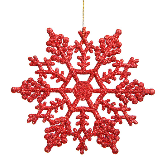 Vickerman 6.25" Red Glitter Snowflake Christmas Ornament 12 per Box