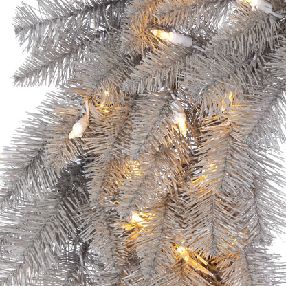 Vickerman 9' x 14" Platinum Fir Artificial Christmas Garland Warm White Dura-lit LED Lights