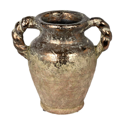 Vickerman 8.5" Aged Terracotta Gray Ceramic Vase. This unique vase adds character and earthy tones to any space. This vase can stand on its own or pair with a faux greenery stem for a finished look. This vase measures 8.5" H x 6" W x 9" L.   100% TERRACOT