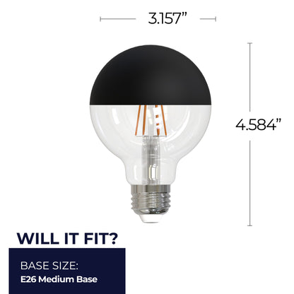 Bulbrite 862063 LED Filament Pack of (4) 5 Watt Dimmable G25 Light Bulb with Half Black Glass Finish and Medium (E26) Base - 2700K (Warm White Light), 400 Lumens