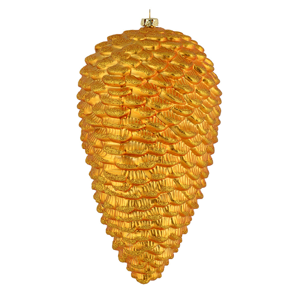 Vickerman 7" Antique Gold Matte GlitterPinecone Christmas Ornament Set of 4