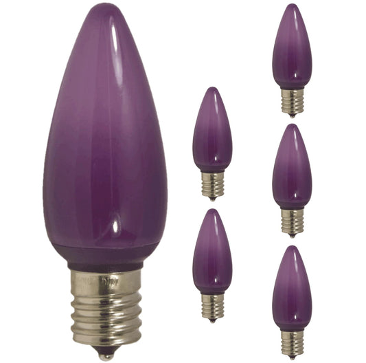 Damar- C9 LED Replacement Christmas Light Bulbs Solid Purple 0.6W-0.96W E17 Intermediate Base Dimmable 100-130V Pack of 6- Commercial Grade Shatterproof String Colored Lights for Patio Holiday Xmas