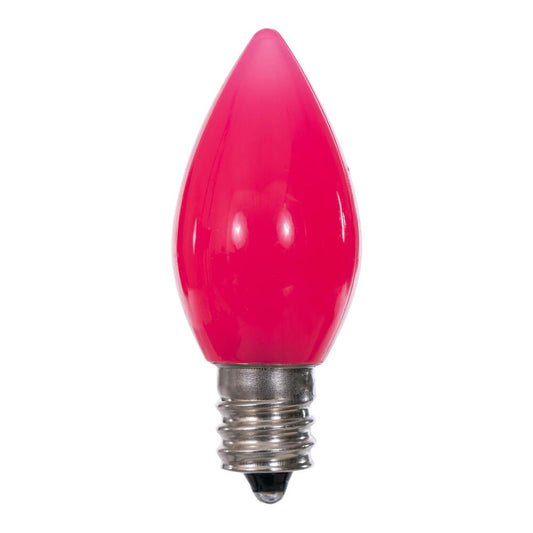 Vickerman C7 Ceramic LED Pink Bulb  Nickel Base 120V .6 Watts  3 diodes 25 Bulbs per bag