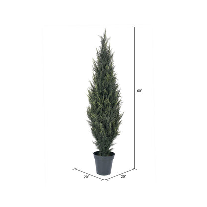 Vickerman 5' Artificial UV Resistant Pond Cypress Tree in Two Tone Green Pot.