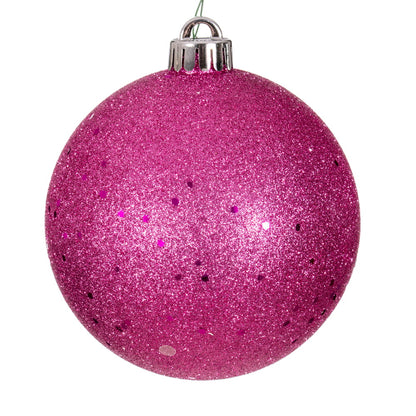 Vickerman 6" Hot Pink Sequin Ball Ornament 4 per bag.