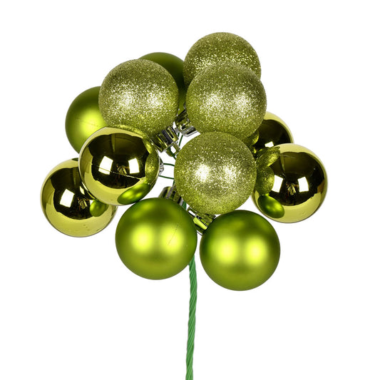Vickerman 12" Lime Ball Ornament Christmas Pick 4 per set