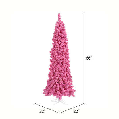 Vickerman 5.5' Flocked Pink Pencil Fir Artificial Christmas Tree Unlit