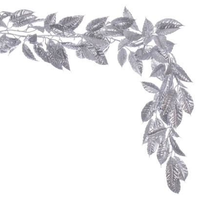 Vickerman 6' Silver Artificial Gardenia Glitter Garland.
