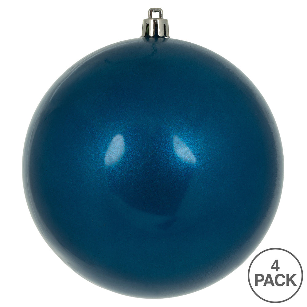 Vickerman 4.75" Blue Candy Ball Ornament 4 per Bag