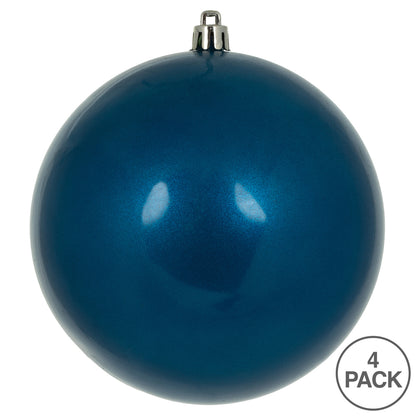 Vickerman 4.75" Blue Candy Ball Ornament 4 per Bag