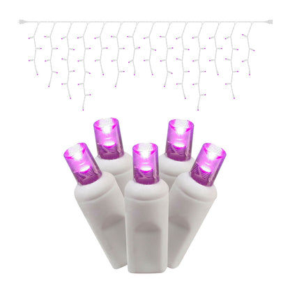 Vickerman 70 Purple Wide Angle LED Icicle Light on White Wire 9' Christmas Single Mold Light Strand