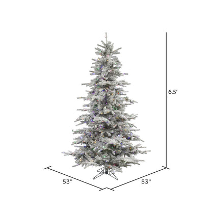 Vickerman 6.5' Flocked Sierra Fir Artificial Christmas Tree Multi-Colored LED Dura-Lit lights