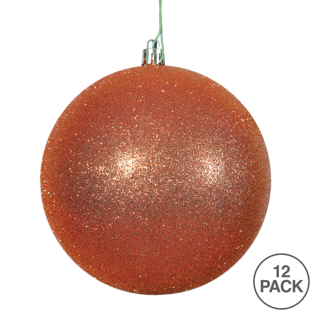 Vickerman 3" Burnished Orange Glitter Ball Ornament 12 per Bag