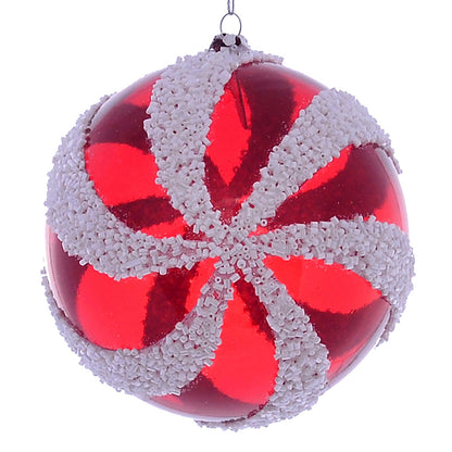 Vickerman 4.75" Red and White Swirl Ball Ornament 2 per Bag