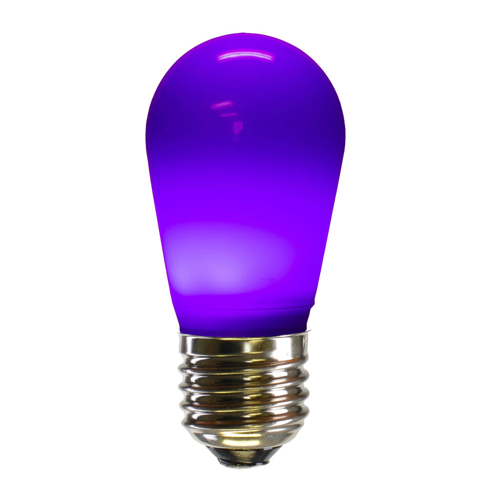 Vickerman S14 LED Purple Ceramic Bulb 1.3 Watts, 130V, E26 Medium Nickel Base, 5 per pack.