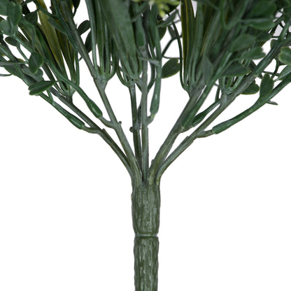 Vickerman 11"Artificial Mini Mixed Leaf Bush with White Buds Bush UV Coated Set of 3