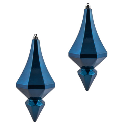 Vickerman 8" Blue Candy Finish Diamond Finial Ornament Pack of 2