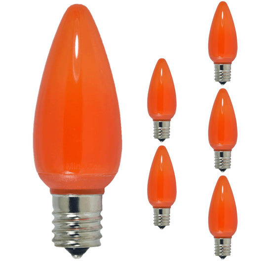 Damar- C9 LED Replacement Christmas Light Bulbs Twinkle Solid Orange 0.6W-0.96W E17 Intermediate Base 100-130V Pack of 6- Commercial Grade Shatterproof String Colored Lights for Patio Holiday Xmas