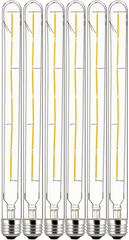 Sunlite LED Filament T8 Tubular Light Bulb, 5 Watts (40W Equivalent), 450 Lumens, Medium E26 Base, 120 Volts, Title-20 Compliant, Dimmable, 90 CRI, ETL Listed, 2700K Soft White, 6 Pack